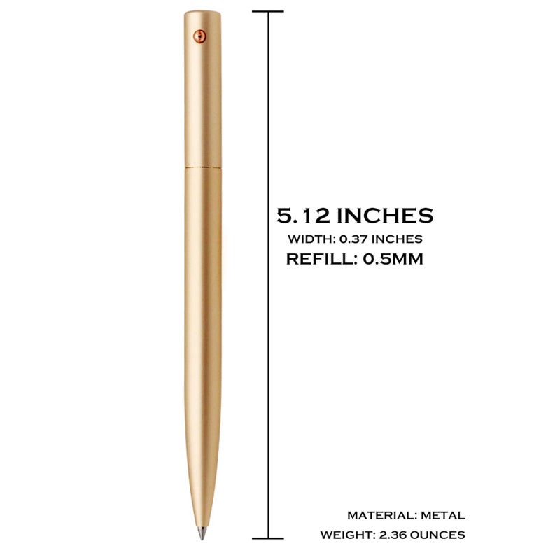 DUNBONG Retractable Metal Gel Pen, 0.5mm Medium Point Ballpoint Pens, Black Gel Ink (Golden) - Image 2